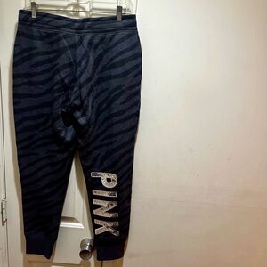 PINK Victoria's Secret Retired Zebra-Print Joggers/ sweatpants w/ Silver Sequins